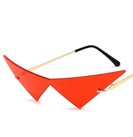 Oculos gatinho oversized lente vermelha