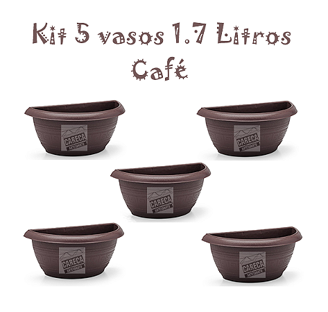 Vaso plastico meia lua 1.7 litros kit 5 vasos