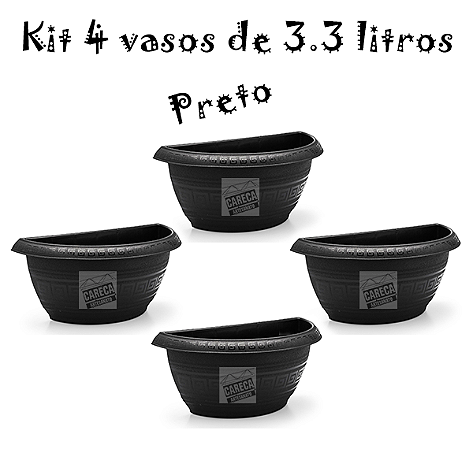 Vaso plastico meia lua 3.3 litros kit 4 vasos