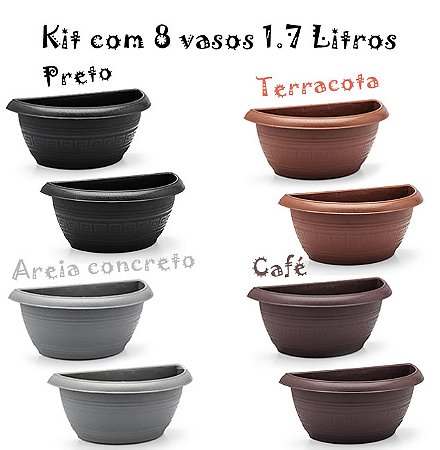 Vaso plastico meia lua 1.7 litros kit 8 vasos