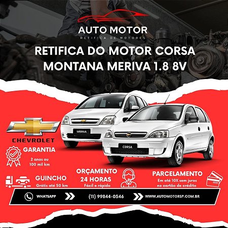 Retifica do Motor Corsa Montana Meriva 1.8 8V