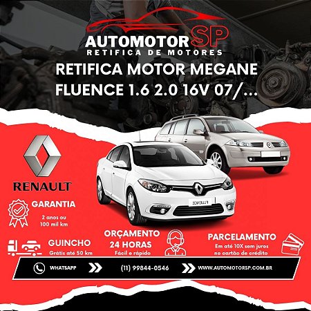 Retifica Motor Megane Fluence 1.6 2.0 16V 07/...