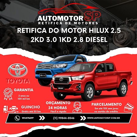 Retifica do Motor Hilux 2.5 2KD 3.0 1KD 2.8 Diesel