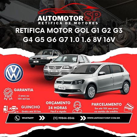 Retifica Motor Gol G1 G2 G3 G4 G5 G6 G7 1.0 1.6 8V 16V