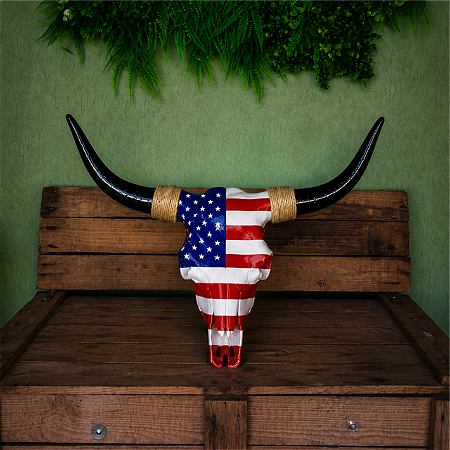 Crânio Decorativo Bandeira EUA