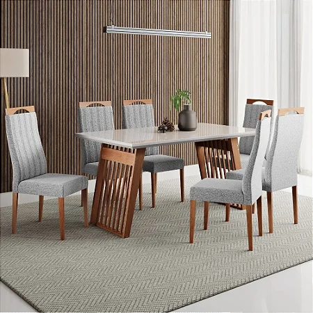 Conjunto Sala De Jantar Moscou Com 6 Cadeiras Grecia Madetal