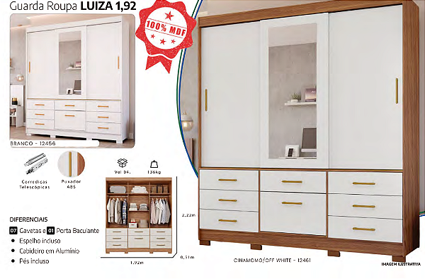 Guarda Roupa LUIZA 1,92