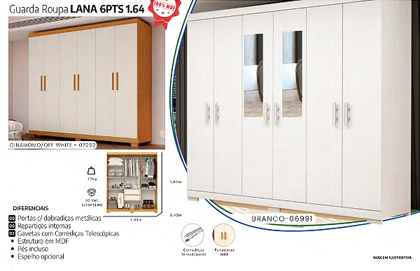 Guarda Roupa LANA 6PTS 1.64