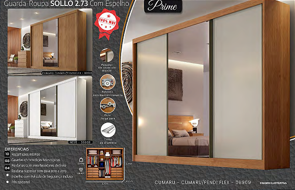 Guarda-Roupa SOLLO 2.73 Com Espelho