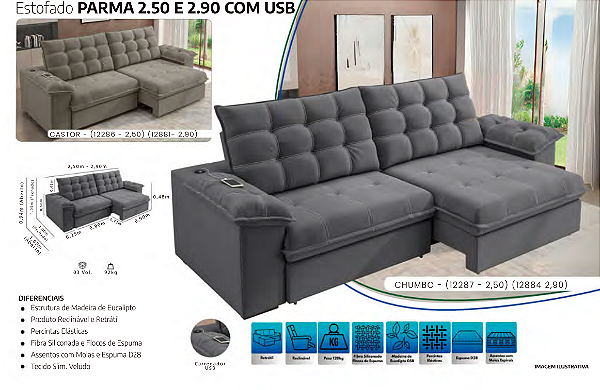 Estofado PARMA 2.90 COM USB