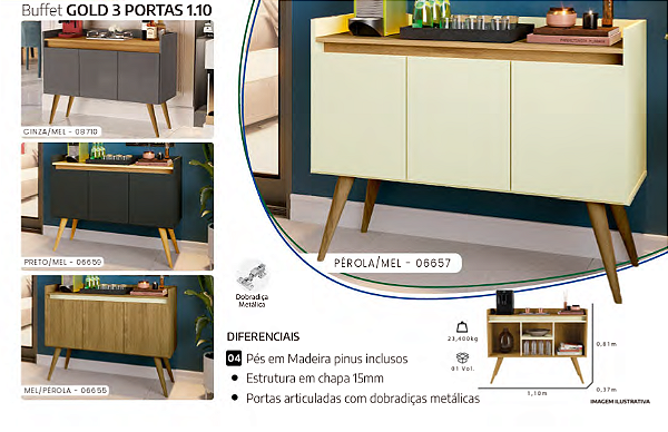 Buffet GOLD 3 PORTAS