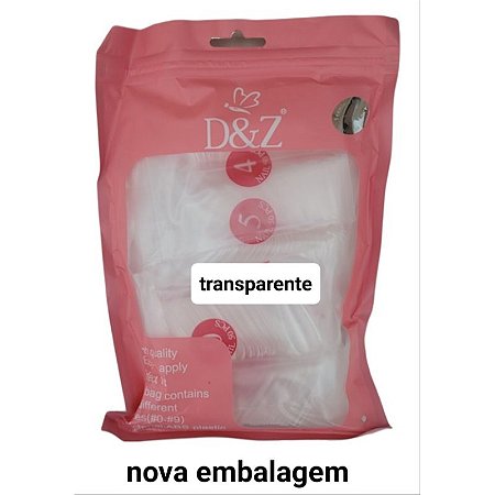 Kit 600 Unidades Postiça Bailarina D&Z Transparente