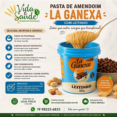 PASTA DE AMENDOIM LA GANEIXA - SABOR LEITINHO