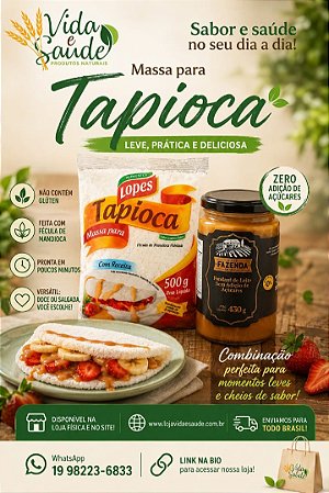 TAPIOCA LOPES - 500GR + FONDANT DE LEITE SEM ADIÇÃO DE AÇUCAR.