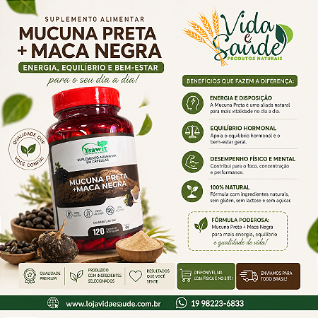 MUCUNA COM MACA NEGRA 120 CAPSULAS