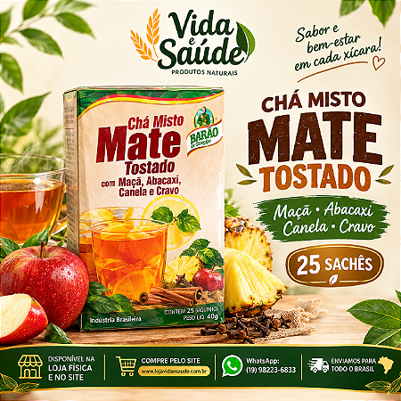 CHÁ MISTO -MAÇÃ ABACAXI CRAVO E CANELA (25 SACHÊS)