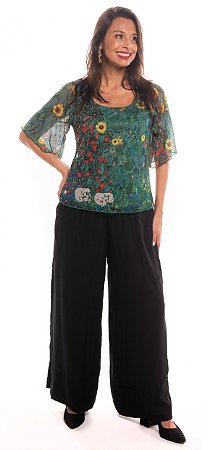 Blusa Milene Jardim com Girassóis - Gustav Klimt
