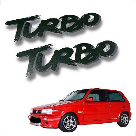 Adesivo Emblema Lateral Turbo do Fiat Uno Turbo 1,4 94 à 96-Verde