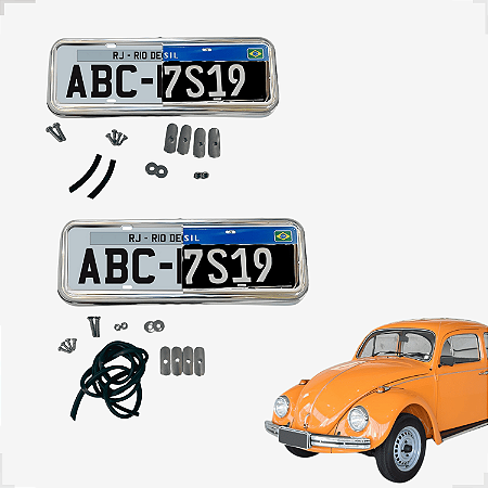 Kit Suporte Placa Fusca 69 Moldura Cromada