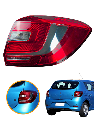 Lanternas Traseira Ld Renault Sandero 2015 Ate 2019 Vermelho Direito/passageiro