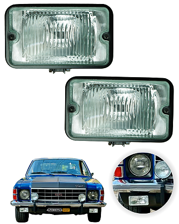 Par Farol Auxiliar Longo Alcance Retangular Universal Transparente