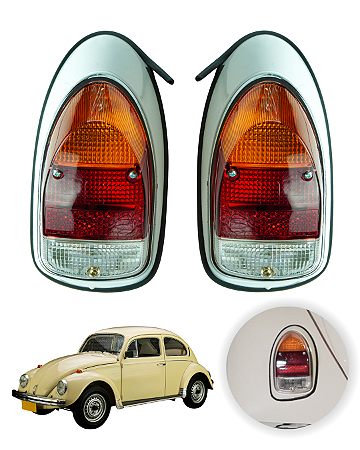 Kit Lanterna Traseira Do Fusca Par 1970 71 72 73 74 75 76 77 1978 Ambos Lados Tricolor