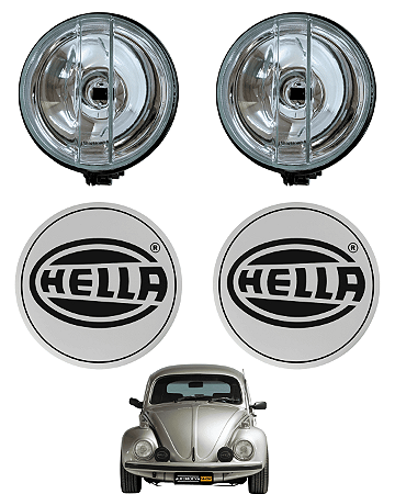 Par Farol Farolete de Milha Auxiliar Lente Circular Lisa e Capa Para Farol Hella Preta Branca