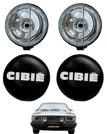 Kit Par Farol Auxiliar Mini Milha Redondo Universal + Capa Farol Modelo Cibie de Courvin do Farol