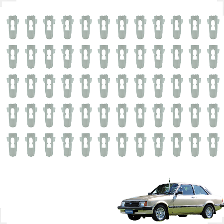 Kit 60 Peças Grampos Presilhas Fixação Moldura Soleira do Friso Lateral Alumínio Chevette Tubarão