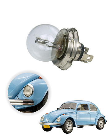 Lâmpada Incandescente Automotiva Farol Antigo Super Assimétrica Fusca Brasilia Variant 45w