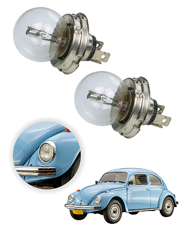 Par Lâmpada Automotiva Farol Incandescente Super Assimétrica 45w Fusca Brasilia Variant 1971 a 1981