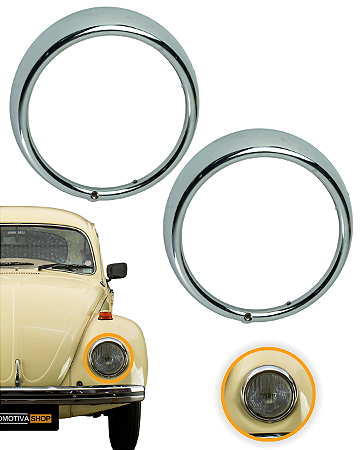 Par Aro Cromado Farol Fusca Kombi 1 Furo