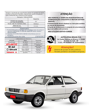 Kit de Adesivos Cofre Motor – VW Gol 1000 Quadrado 1993 a 1996