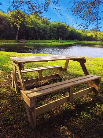 Banco que Vira Mesa para Jardim Madeira Autoclave