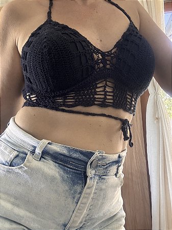 Top crochê preto