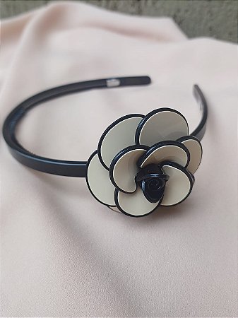 Tiara de Acetato Flor Bege