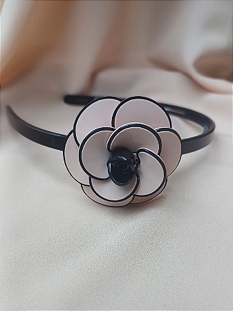 Tiara de Acetato Flor Rosa