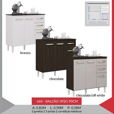 668 - BALCAO 3P2G 90CM