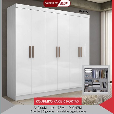 ROUPEIRO PARIS 6 PTS  - EM MDF - COM PES