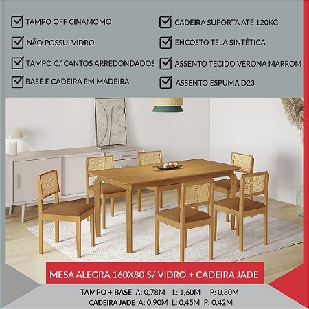 MESA ALEGRA 160X80 S/ VIDRO