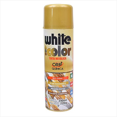 TINTA METALICA SPRAY WHITE COLOR 340ML OURO ORBI QUÍMICA
