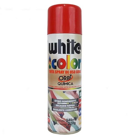 TINTA SPRAY WHITE COLOR 340ML VERMELHO ORBI QUÍMICA