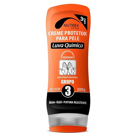 CREME PROTETOR LUVA QUÍMICA 3 EM 1 GRUPO 3 200g CA 43802 NUTRIEX