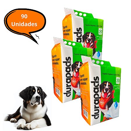 Kit 3 Tapete Higiênico Cachorro Pet 90Un 60x60cm Alta Absorção