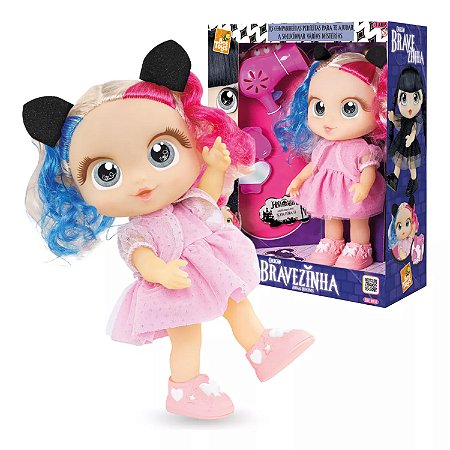 Boneca Andyzinha Bravezinha Cabelos Coloridos Acessórios