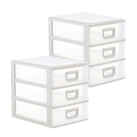 Kit 2 Organizadores Gaveteiros Mesa Modular Resistente Mini