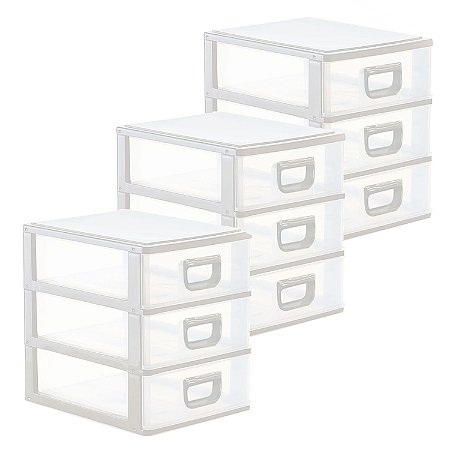 Kit 3 Organizadores Gaveteiros Mesa Modular Resistente Mini