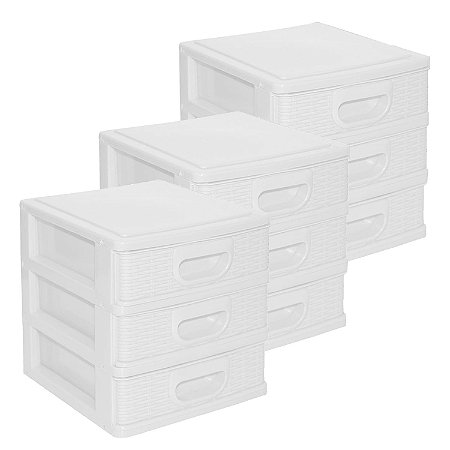 Kit 3 Organizadores Mesa Gaveteiro Pequeno Texturizado Micro