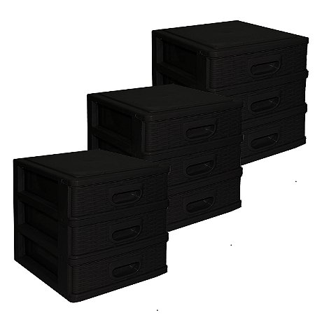 Kit 3 Organizadores Mesa Gaveteiro Pequeno Texturizado Micro