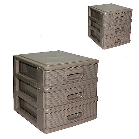 Gaveteiro Organizador Mesa 3 Gavetas Texturizado Mini